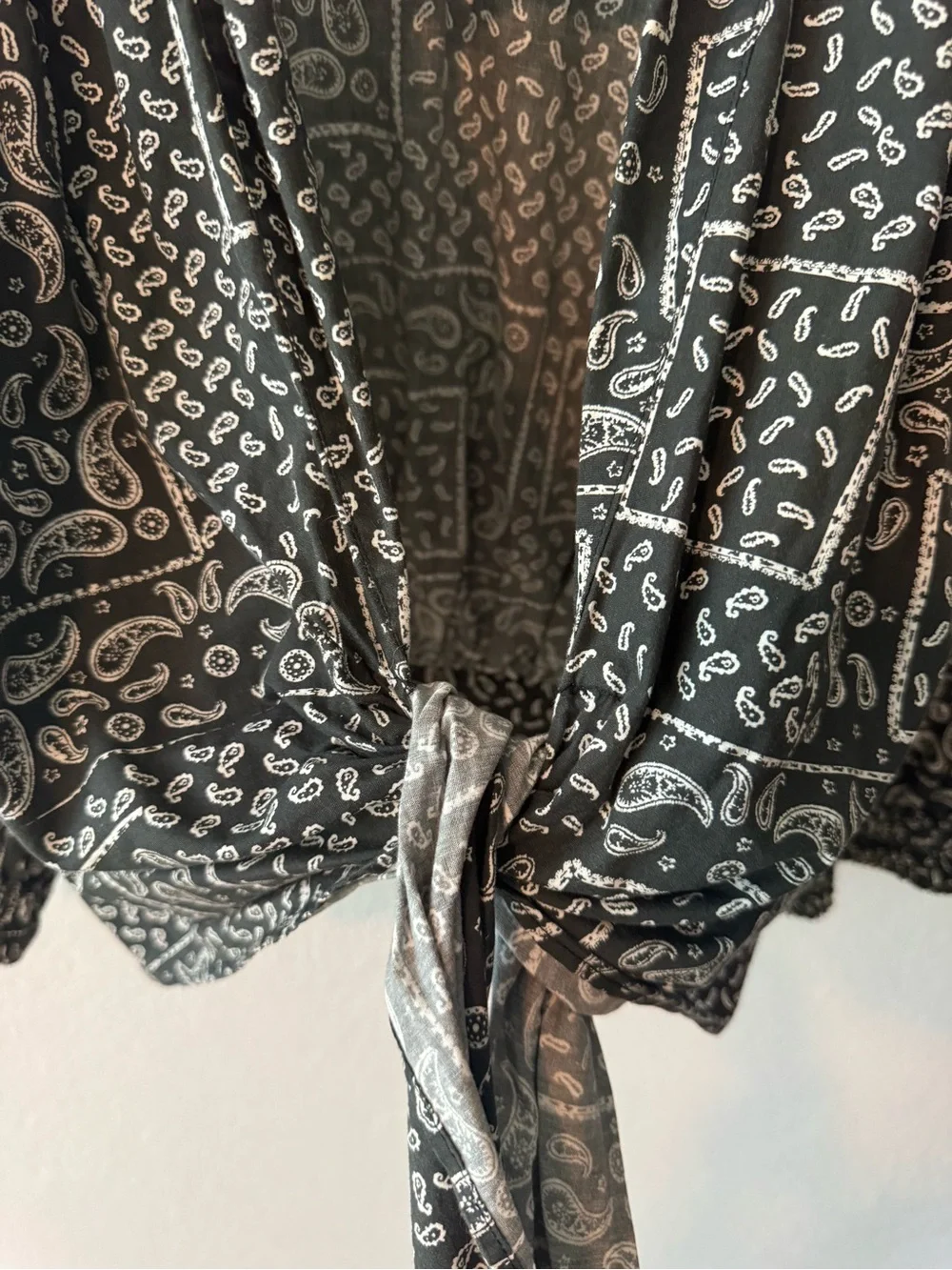 Zara Black Paisley Tie-Front Blouse